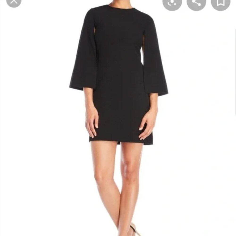 Tahari ASL Black Cape Sleeve Dress Size 4 - Picture 2 of 8